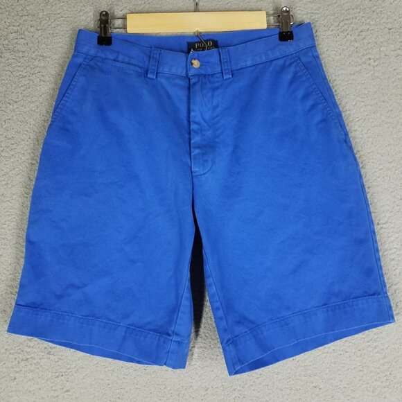 Polo Ralph Lauren Chino Shorts Adult 30 Blue 9" Preppy Casual Summer Flat Front - Picture 1 of 9